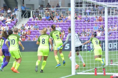 Orlando Pride 21 Temmuz 2018 'de Orlando Florida' daki Exploria Stadyumu 'nda Seattle Reign FC' ye ev sahipliği yapmaktadır. Fotoğraf: Marty Jean-Louis
