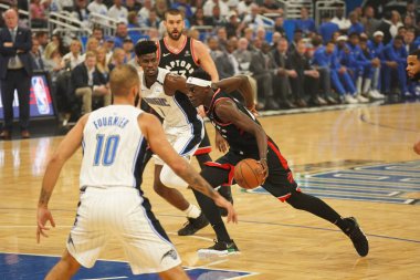 Orlando Magic 19 Nisan 2019 Cuma günü Orlando Florida 'daki Amway Arena' daki NBA Playoff 1 'de Toronto Rapçileri' ne ev sahipliği yapıyor.