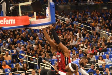 Orlando Magic 17 Ekim 2018 'de Orlando Florida' daki Amway Center 'da Miami Heat' i sunar..  