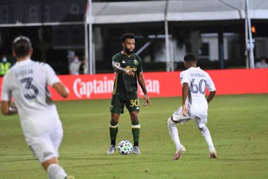 Los Angeles Galaksisi, 14 Temmuz 2020 'de Orlando Florida ABD' deki ESPN Vahşi Spor Dünyası 'nda düzenlenen MLS Sırt Turnuvası sırasında Portland Timbers ile karşı karşıya geldi.