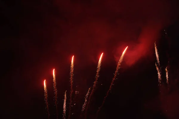 Uitzicht Vuurwerk Donkere Lucht — Stockfoto