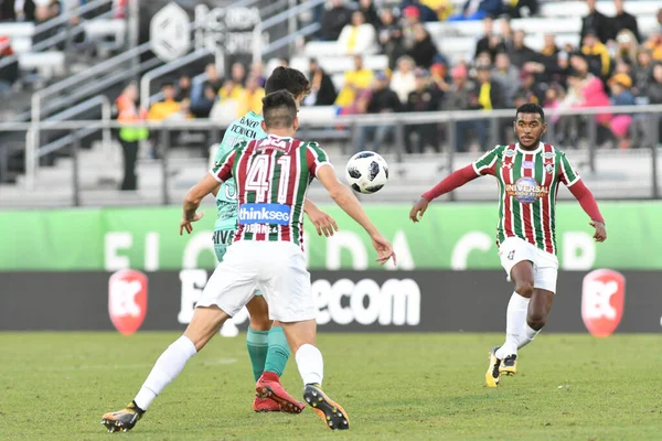 Fluminense Barcelona Podczas Pucharu Florydy Stadionie Spectrum Stycznia 2018 Orlando — Zdjęcie stockowe