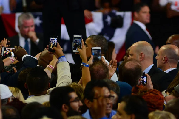 Président Barack Obama Organise Rassemblement Campagne Pour Candidate Présidentielle Hillary — Photo