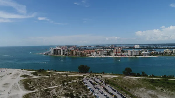 Vacker Antenn Utsikt Över Kusten Med Stad Stranden — Stockfoto