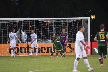 Los Angeles Galaksisi, 14 Temmuz 2020 'de Orlando Florida ABD' deki ESPN Vahşi Spor Dünyası 'nda düzenlenen MLS Sırt Turnuvası sırasında Portland Timbers ile karşı karşıya geldi..