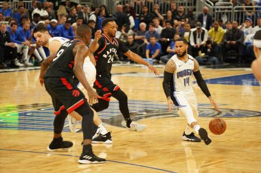 Orlando Magic 19 Nisan 2019 Cuma günü Orlando Florida 'daki Amway Arena' daki NBA Playoff 1 'de Toronto Rapçileri' ne ev sahipliği yapıyor.