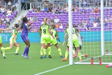 Orlando Pride 21 Temmuz 2018 'de Orlando Florida' daki Exploria Stadyumu 'nda Seattle Reign FC' ye ev sahipliği yapmaktadır. Fotoğraf: Marty Jean-Louis