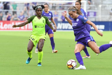 Orlando Pride 21 Temmuz 2018 'de Orlando Florida' daki Exploria Stadyumu 'nda Seattle Reign FC' ye ev sahipliği yapmaktadır. Fotoğraf: Marty Jean-Louis