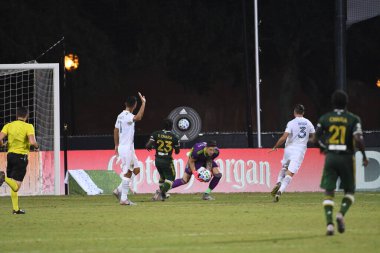 Los Angeles Galaksisi, 14 Temmuz 2020 'de Orlando Florida ABD' deki ESPN Vahşi Spor Dünyası 'nda düzenlenen MLS Sırt Turnuvası sırasında Portland Timbers ile karşı karşıya geldi..