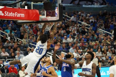Orlando Magic, Philadelphia 76ers 'ı 13 Kasım 2019 Çarşamba günü Amway Center' da ağırlamaktadır. Fotoğraf: Marty Jean-Louis