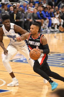 Orlando Magic 25 Ekim 2018 'de Orlando Florida' daki Amway Center 'da Portland Trail Blazers' ı sunar..