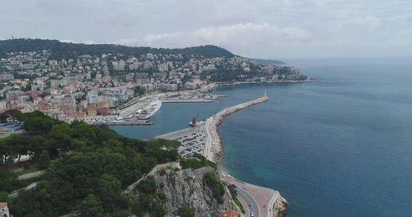 Prachtig Uitzicht Vanuit Lucht Kustlijn Met Een Stadsstrand — Stockfoto