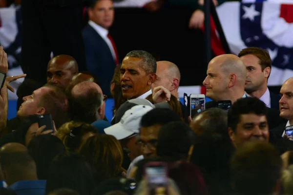 Président Barack Obama Organise Rassemblement Campagne Pour Candidate Présidentielle Hillary — Photo