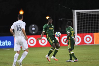 Los Angeles Galaksisi, 14 Temmuz 2020 'de Orlando Florida ABD' deki ESPN Vahşi Spor Dünyası 'nda düzenlenen MLS Sırt Turnuvası sırasında Portland Timbers ile karşı karşıya geldi.