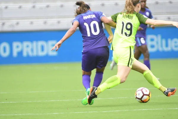 Orlando Pride 21 Temmuz 2018 'de Orlando Florida' daki Exploria Stadyumu 'nda Seattle Reign FC' ye ev sahipliği yapmaktadır. Fotoğraf: Marty Jean-Louis
