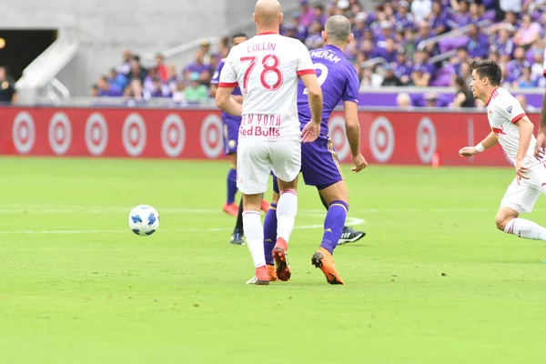 Orlando City, 31 Mart 2018 tarihinde Orlando Florida 'daki Exploria Stadyumu' nda New York Red Bulls 'a ev sahipliği yapmaktadır. Fotoğraf: Marty Jean-Louis