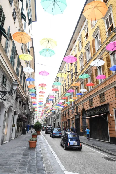 Ombrelli Colorati Nella Bellissima Città Genova — Foto Stock