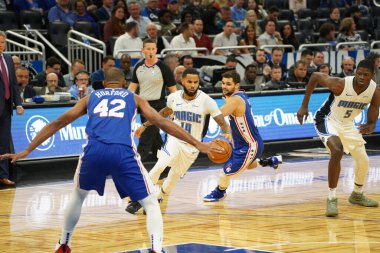 Orlando Magic, Philadelphia 76ers 'ı 13 Kasım 2019 Çarşamba günü Amway Center' da ağırlamaktadır. Fotoğraf: Marty Jean-Louis