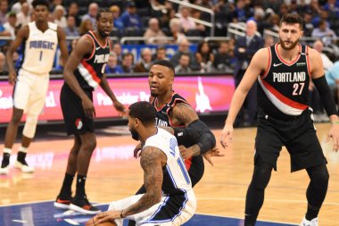 Orlando Magic 25 Ekim 2018 'de Orlando Florida' daki Amway Center 'da Portland Trail Blazers' ı sunar..  