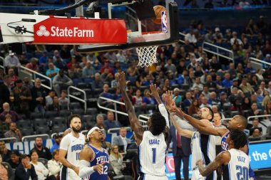 Orlando Magic, Philadelphia 76ers 'ı 13 Kasım 2019 Çarşamba günü Amway Center' da ağırlamaktadır. Fotoğraf: Marty Jean-Louis