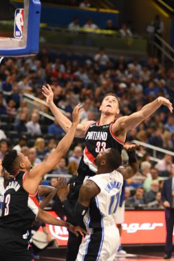 Orlando Magic 25 Ekim 2018 'de Orlando Florida' daki Amway Center 'da Portland Trail Blazers' ı sunar.. 