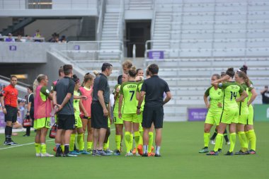 Orlando Pride 21 Temmuz 2018 'de Orlando Florida' daki Exploria Stadyumu 'nda Seattle Reign FC' ye ev sahipliği yapmaktadır. Fotoğraf: Marty Jean-Louis