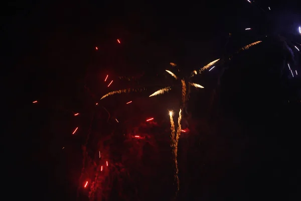 Vista Fogos Artifício Céu Escuro — Fotografia de Stock