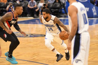 Orlando Magic 25 Ekim 2018 'de Orlando Florida' daki Amway Center 'da Portland Trail Blazers' ı sunar..  