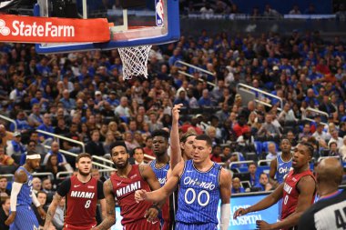 Orlando Magic 17 Ekim 2018 'de Orlando Florida' daki Amway Center 'da Miami Heat' i sunar..