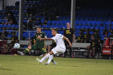 Los Angeles Galaksisi, 14 Temmuz 2020 'de Orlando Florida ABD' deki ESPN Vahşi Spor Dünyası 'nda düzenlenen MLS Sırt Turnuvası sırasında Portland Timbers ile karşı karşıya geldi.