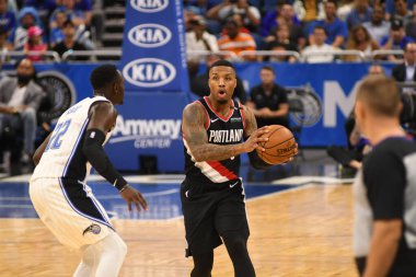 Orlando Magic 25 Ekim 2018 'de Orlando Florida' daki Amway Center 'da Portland Trail Blazers' ı sunar.. 