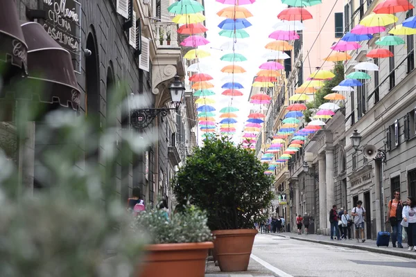 Bunte Sonnenschirme Der Schönen Stadt Genua Italien — Stockfoto