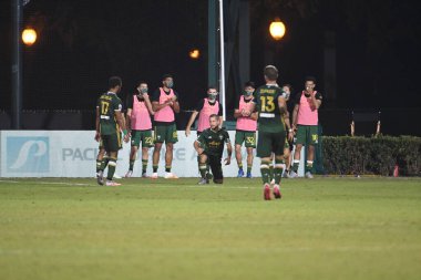 Los Angeles Galaksisi, 14 Temmuz 2020 'de Orlando Florida ABD' deki ESPN Vahşi Spor Dünyası 'nda düzenlenen MLS Sırt Turnuvası sırasında Portland Timbers ile karşı karşıya geldi.