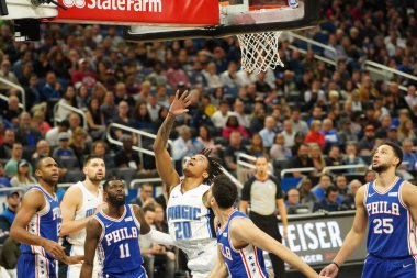 Orlando Magic 27 Aralık 2019 Cuma günü Orlando, Florida 'daki Amway Arena' da Philadelphia 76ers 'a ev sahipliği yapıyor..