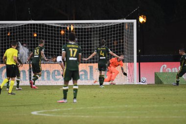 Los Angeles Galaksisi, 14 Temmuz 2020 'de Orlando Florida ABD' deki ESPN Vahşi Spor Dünyası 'nda düzenlenen MLS Sırt Turnuvası sırasında Portland Timbers ile karşı karşıya geldi.