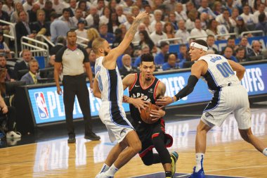 Orlando Magic 19 Nisan 2019 Cuma günü Orlando Florida 'daki Amway Arena' daki NBA Playoff 1 'de Toronto Rapçileri' ne ev sahipliği yapıyor.