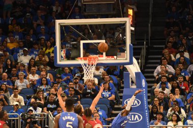 Orlando Magic 17 Ekim 2018 'de Orlando Florida' daki Amway Center 'da Miami Heat' i sunar.. 