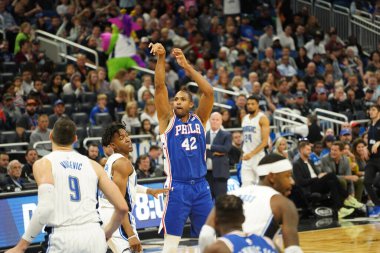 Orlando Magic 27 Aralık 2019 Cuma günü Orlando, Florida 'daki Amway Arena' da Philadelphia 76ers 'a ev sahipliği yapıyor..