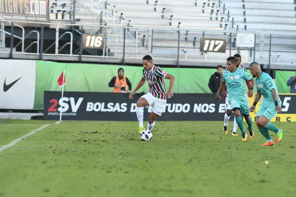 Fluminense Gegen Barcelona Während Des Florida Cup Spectrum Stadium Januar — Stockfoto