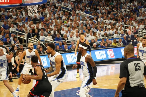 Orlando Magic Házigazdák Toronto Rapters Alatt Nba Rájátszás Forduló Amway — Stock Fotó