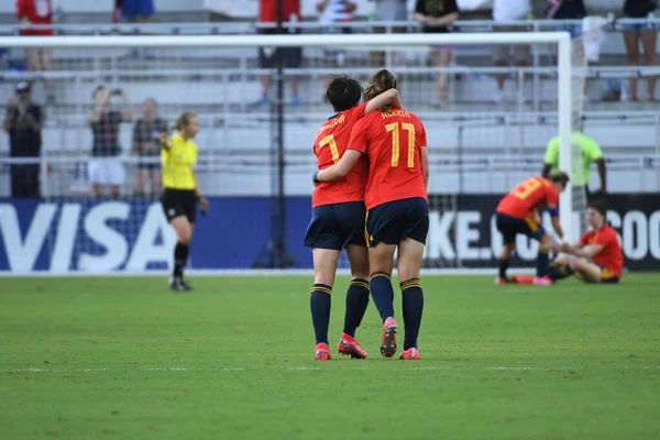 Spain Japan Match 2020 Shebelieves Cup Exploria Stadium Orlando Florida — стокове фото