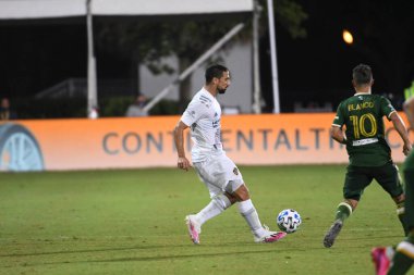 Los Angeles Galaksisi, 14 Temmuz 2020 'de Orlando Florida ABD' deki ESPN Vahşi Spor Dünyası 'nda düzenlenen MLS Sırt Turnuvası sırasında Portland Timbers ile karşı karşıya geldi..