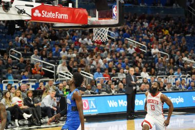 Orlando Magic, 13 Aralık 2019 Cuma günü Orlando, Florida 'daki Amway Center' da Houston Rockets 'a ev sahipliği yapıyor..