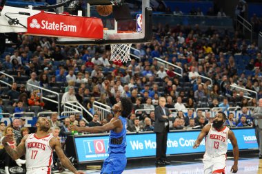 Orlando Magic, 13 Aralık 2019 Cuma günü Orlando, Florida 'daki Amway Center' da Houston Rockets 'a ev sahipliği yapıyor..