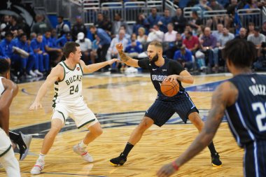 Orlando Magic, Orlando, Florida, ABD 'deki Amway Center' da Milwaukee Bucks 'a ev sahipliği yapıyor. 1 Kasım 2019.  