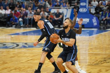Orlando Magic, Orlando, Florida, ABD 'deki Amway Center' da Milwaukee Bucks 'a ev sahipliği yapıyor. 1 Kasım 2019.  