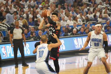 Orlando Magic 19 Nisan 2019 Cuma günü Orlando Florida 'daki Amway Arena' daki NBA Playoff 1 'de Toronto Rapçileri' ne ev sahipliği yapıyor.