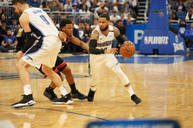 Orlando Magic 19 Nisan 2019 Cuma günü Orlando Florida 'daki Amway Arena' daki NBA Playoff 1 'de Toronto Rapçileri' ne ev sahipliği yapıyor.