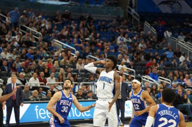 Orlando Magic, Philadelphia 76ers 'ı 13 Kasım 2019 Çarşamba günü Amway Center' da ağırlamaktadır. Fotoğraf: Marty Jean-Louis