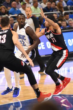 Orlando Magic 25 Ekim 2018 'de Orlando Florida' daki Amway Center 'da Portland Trail Blazers' ı sunar.. 